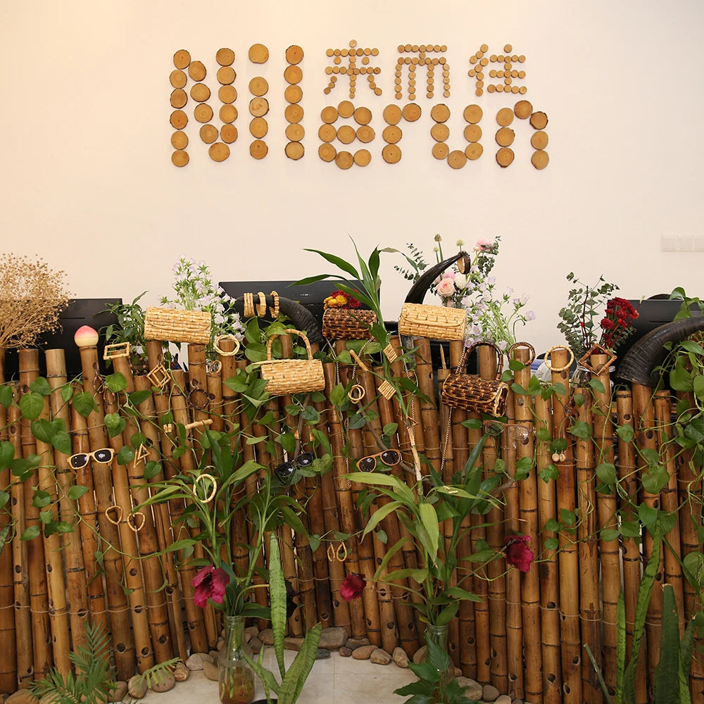 Nilerun Brand Fashion Vintage Retro Hard Wood Rattan Straw Evening Purse Wallet Unique Handmade Natural Bamboo Root Clutch Bag