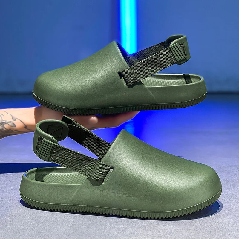 Summer Men Slippers Platform Outdoor Beach Sandals Clogs Quick Dry Non-Slip Indoor Home Slides Bathroom Shoe Male Casual Loafers