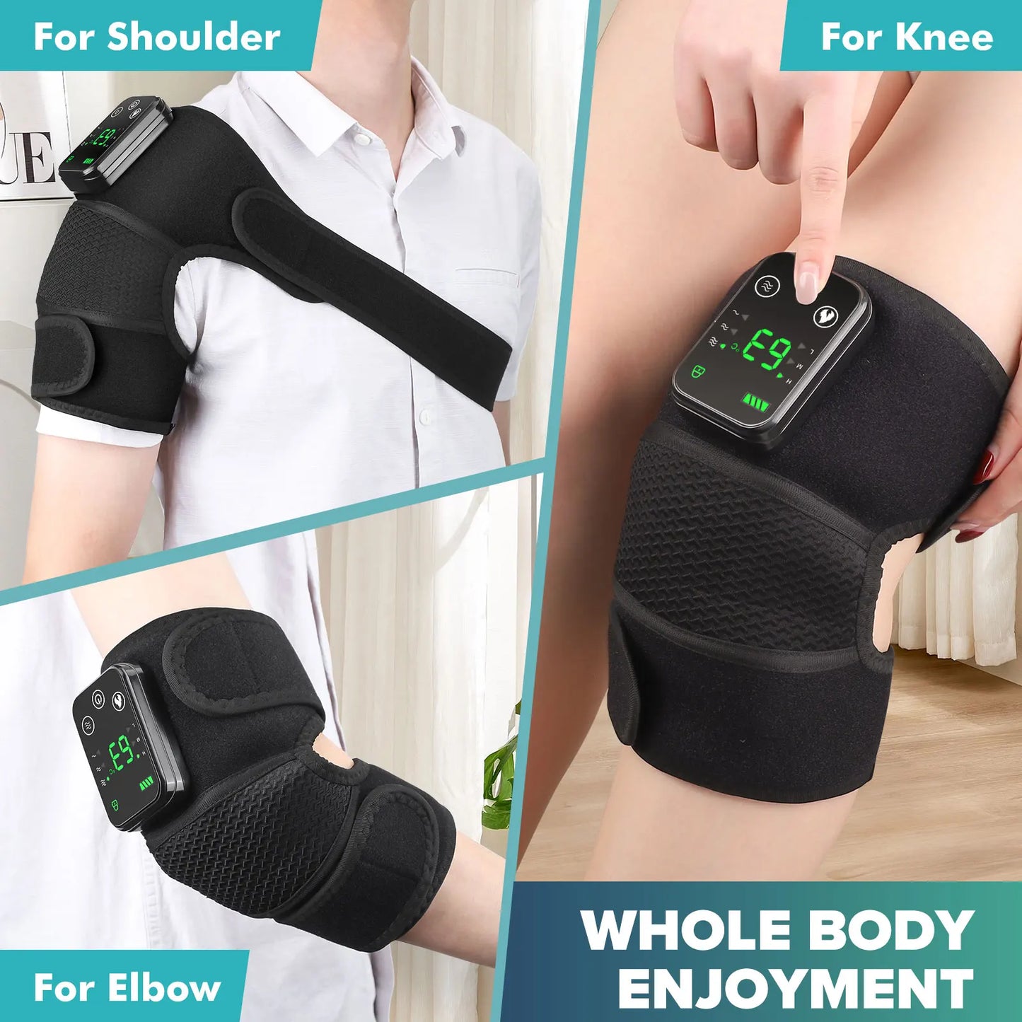3 in 1 Heated Knee & Shoulder Steamer Vibration Elbow Warmer Shoulder Massager for Arthritis Temperature Control Support Brace