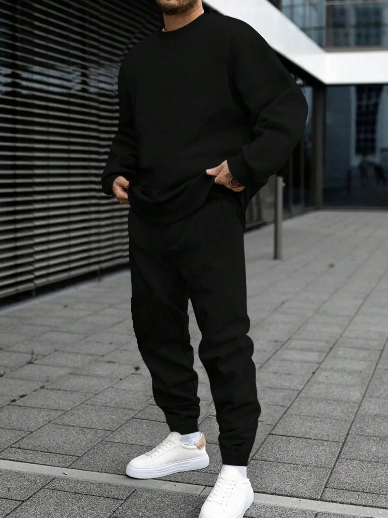 New in Mens Tracksuit O Neck Sweatshirt Sweatpants 2 Pcs Set Casual Jogging Pullover Pants Man Clothing Fall Popular Streetwear