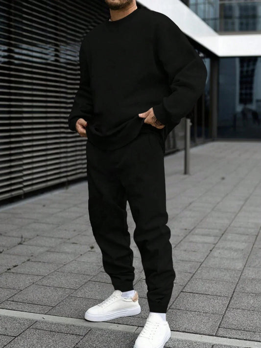 New in Mens Tracksuit O Neck Sweatshirt Sweatpants 2 Pcs Set Casual Jogging Pullover Pants Man Clothing Fall Popular Streetwear
