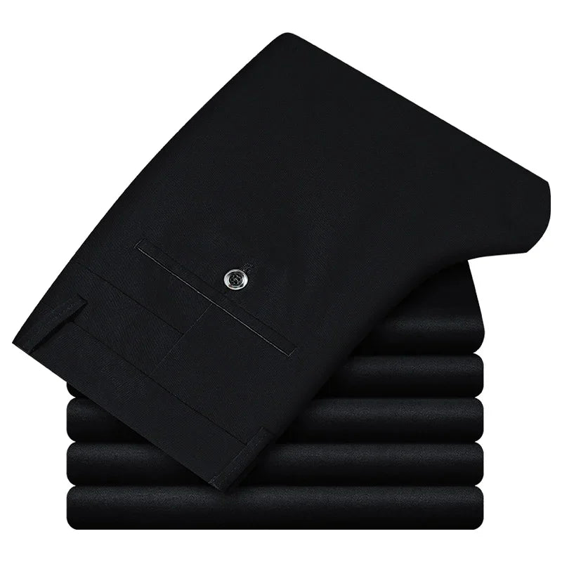 2024全新98%純棉休閒褲男裝經典直筒寬鬆高腰彈性長褲男品牌衣服