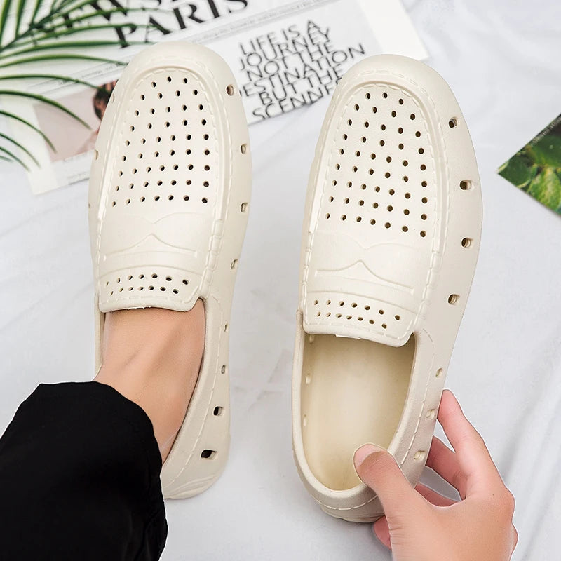 Comforty Men Slippers Summer Men's Slip On Loafers Waterproof Sandals Fashion Men's Beach Flip Flops Soft Sandals With Support