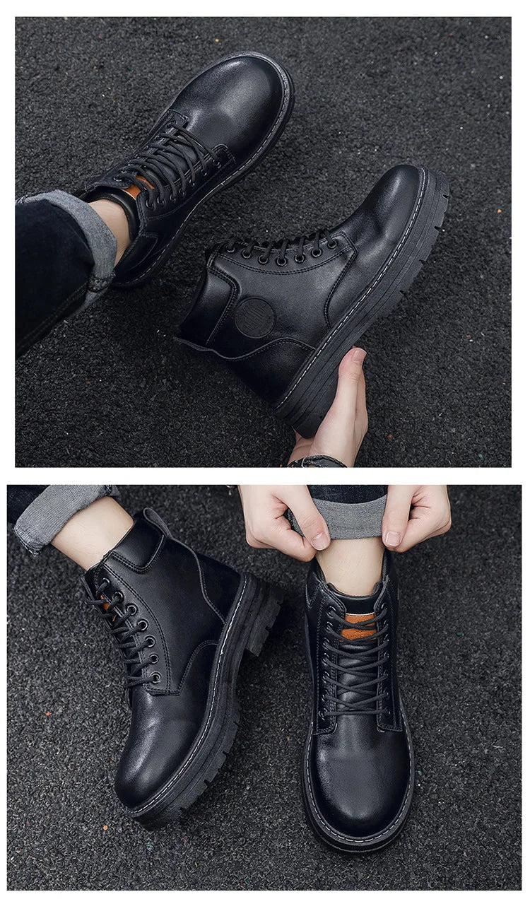 2025 Autumn New Men's Luxury Boots Comfortable Breathable Waterproof Men's Shoes Fashionable Men's Work Boots Motorcycle Boots
