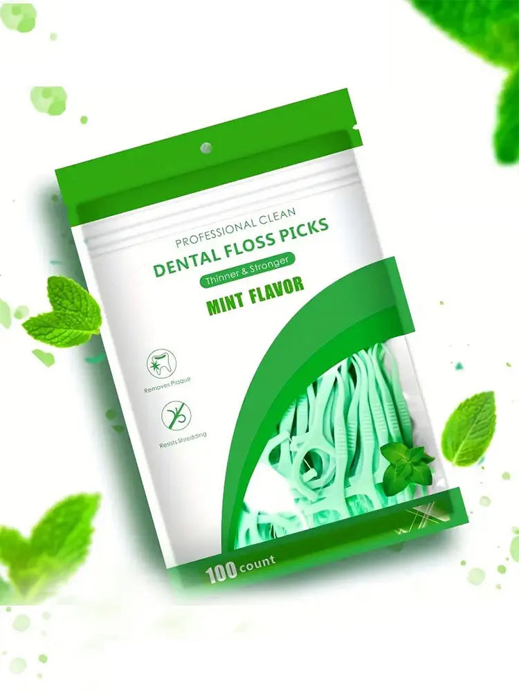 100 Count Dental Flossers Mint Gentle Clean Soft Floss With Superior Strength Cleaning Between Teeth Dental Floss Picks