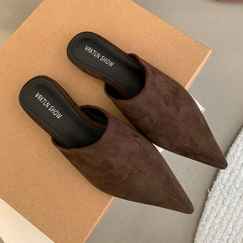 2025 Luxury Summer Beach Flats Ladies Slippers Shoes Fashion Pointed Toe Flats Slippers Women Mules Female Slides Sandals