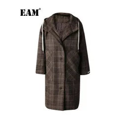 EAM Black Color-block Sequins Big Size Blazer Women New Lapel Long Sleeve Jacket Fashion Tide Spring Autumn 2025 CPG1490