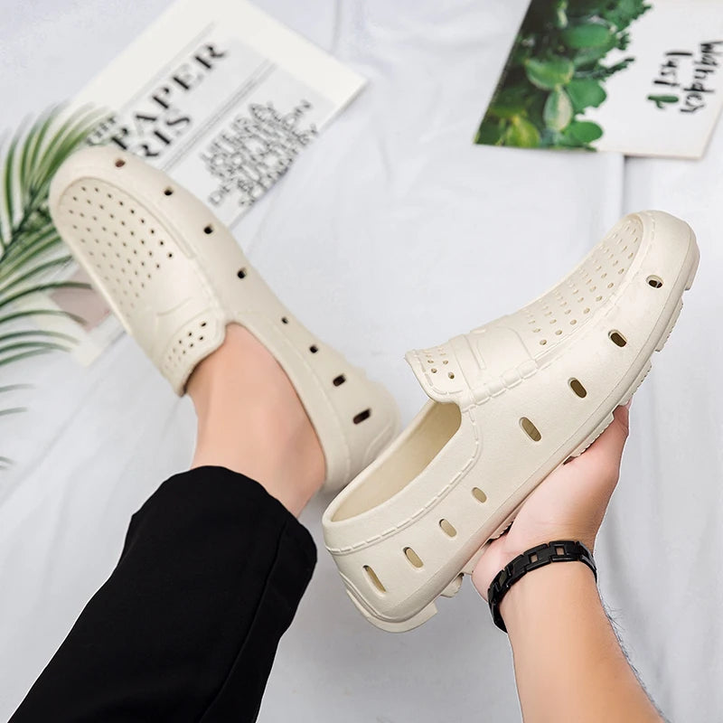 Comforty Men Slippers Summer Men's Slip On Loafers Waterproof Sandals Fashion Men's Beach Flip Flops Soft Sandals With Support