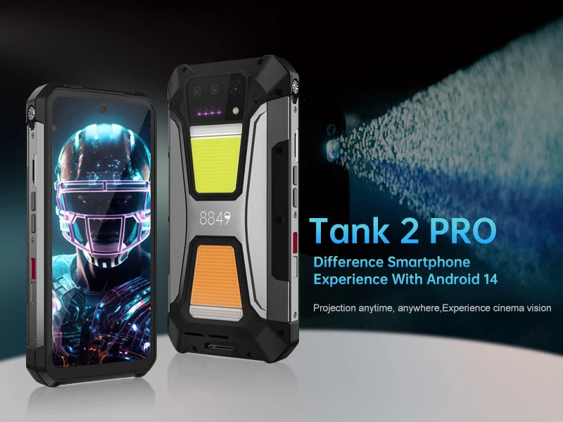8849 Tank 2 PRO Unihertz Rugged Smartphone 24GB 512GB 100MP Rear Camera 23800mAh 120W Android 14 Dual Sim NFC OTG Cell Phone