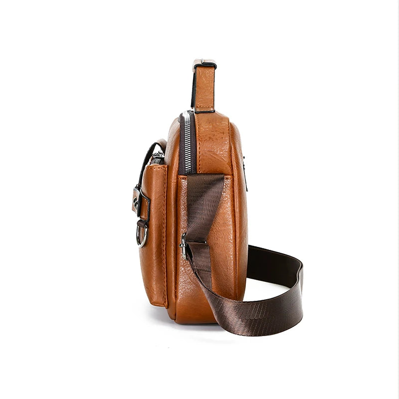 Fashion Men's Shoulder Bag Portable PU Leather Handbag Business Briefcase Travel Bag Man Crossbody Bags for Men Satchel Purse