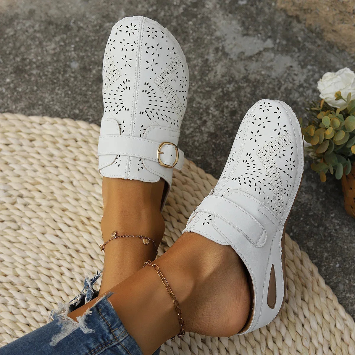 Women Slippers 2024 New Summer Fashion Closed Toe Platform Slippers Sandals Ladies Vintage Slides Women Shoes Wedge Slippers