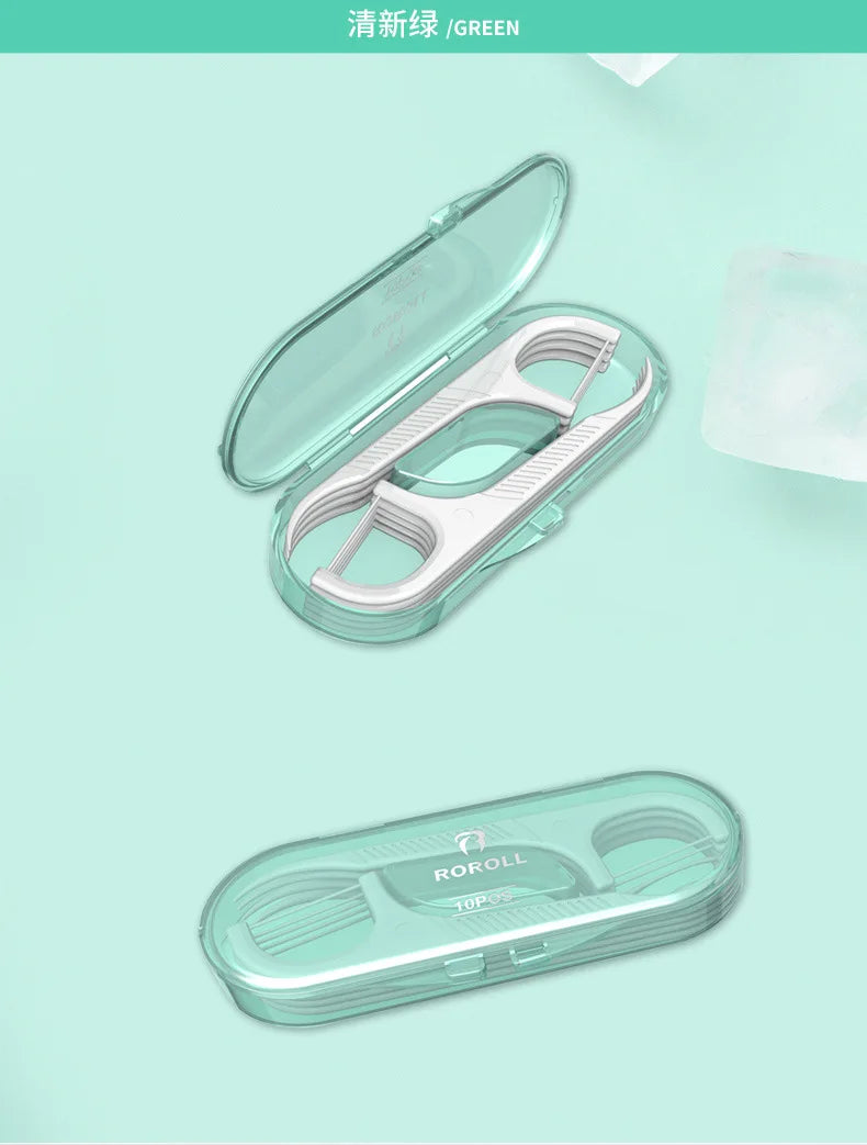 10 Pcs/box Portable Dental Floss Sticks Disposable Toothpicks Teeth Cleaning Tool Interdental Brush Oral Hygiene Care Flosser