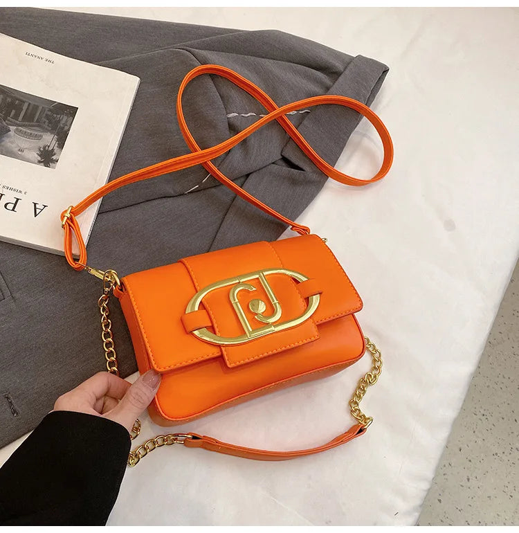 Designer Handbags For Women Leather Metal Buckle Flap Square Shoulder Bags Fashion 2024 Ladies Messenger Bags Females Casual