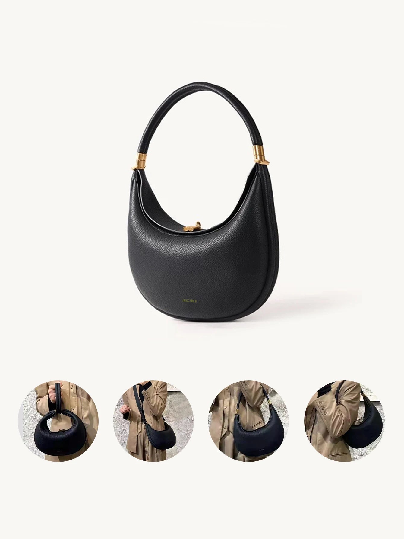 Fresh and casual versatile pine crescent bag, fashionable and luxurious one shoulder armpit bag