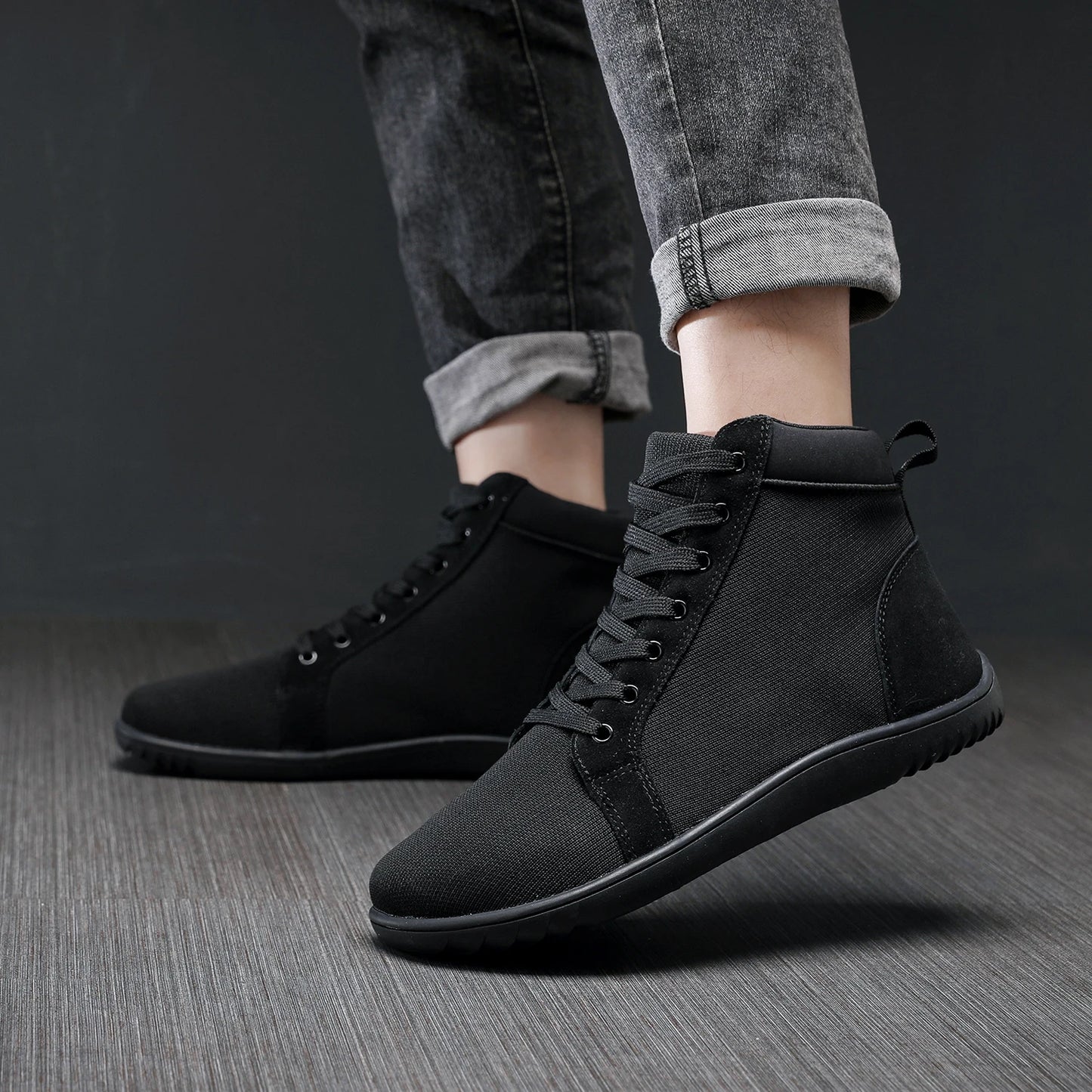 Wide Toe Shoes Spring Autumn Retro Warm Comfort Hiking Boots High Top Men Sneakers Non Slip Canvas Black Outdoor Hiking Shoes