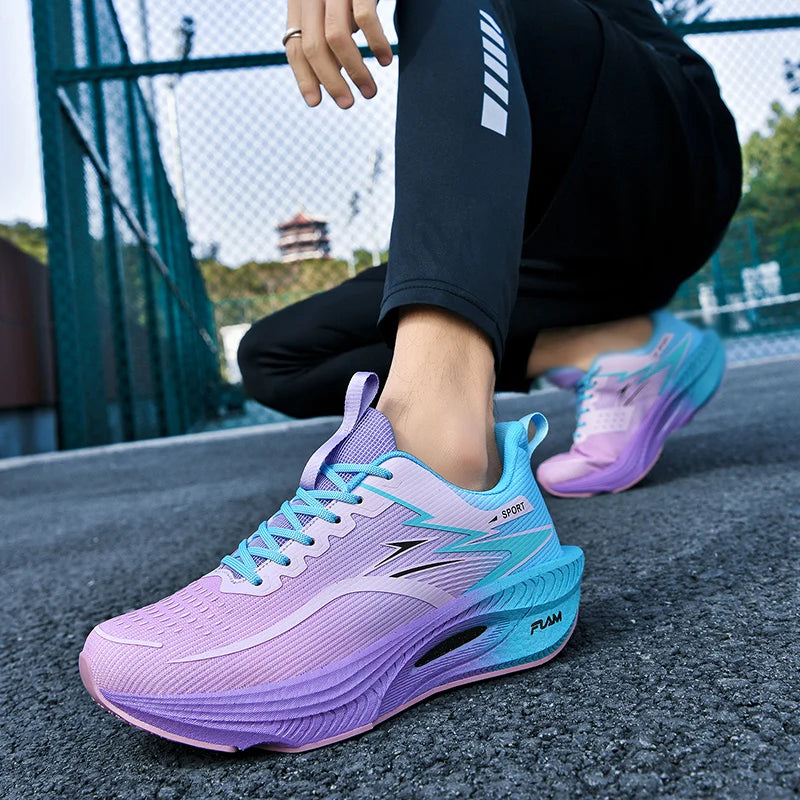 Couple Men's and Women's Carbon Plate Full-Length Summer Breathable Running Professional Breathable Running Shoes Shock-Absorbin