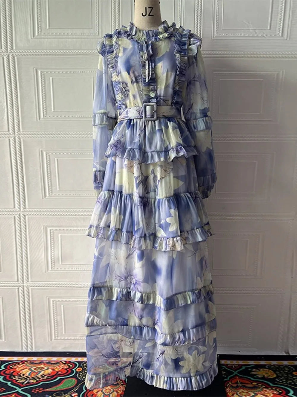 Eid Women Party Dress Abaya Muslim Ruffle Print Jalabiya Ramadan Sweet Long Dresses Vestidos Largos Kaftan Arab Long Robe 2025