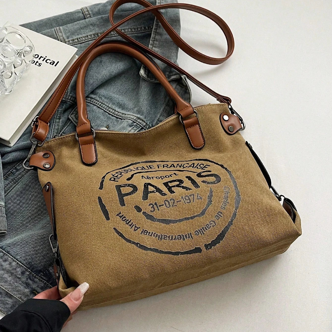 Large Capacity Casual Tote Bag, Stylish Crossbody Bag For Students, Working And Outdoor Commuting, One Shoulder Bag