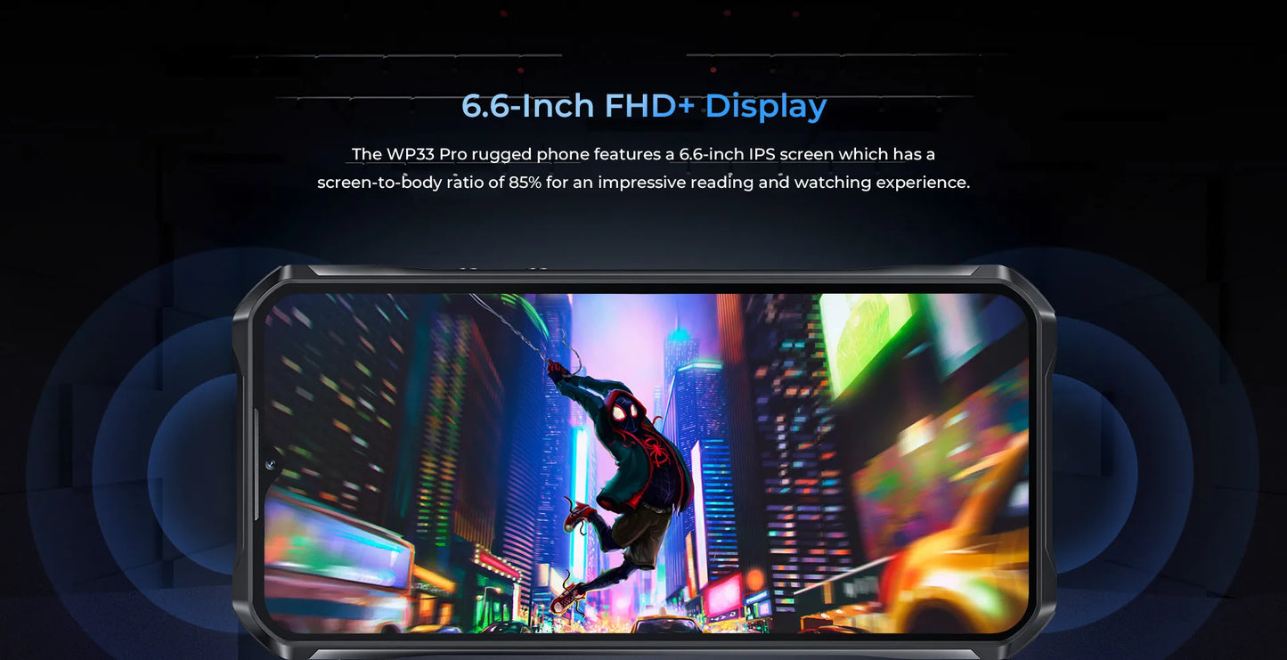 Oukitel WP33 Pro 5G Rugged Smartphone 6.6" FHD+ Cell Phone 24GB 256GB Mobile Phone 64MP Camera 22000mAh 33W Cellphon