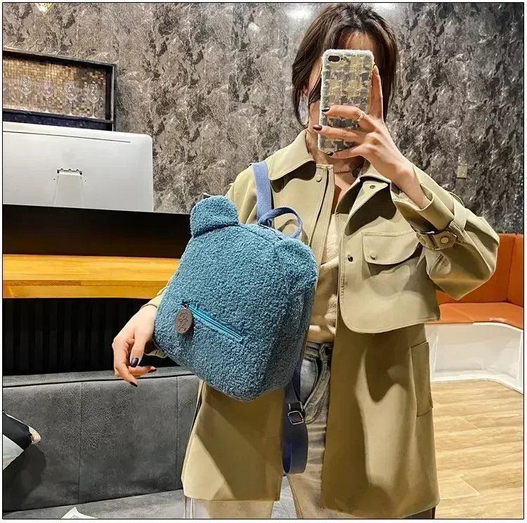 Girl Cute Backpack Women Sweet Travel Backpack Bag High Quality School Bag Girl Solid Soft Handbag Backpack Women