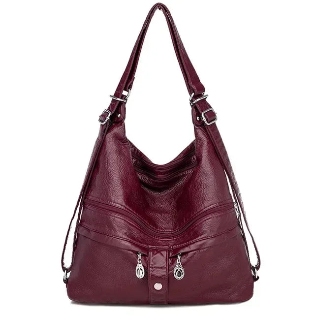 3-in-1 Soft Leather Multifunction Backpack for Teenage Girls Fashion Female Large Capacity School Bag Women Shoulder Bag mochila