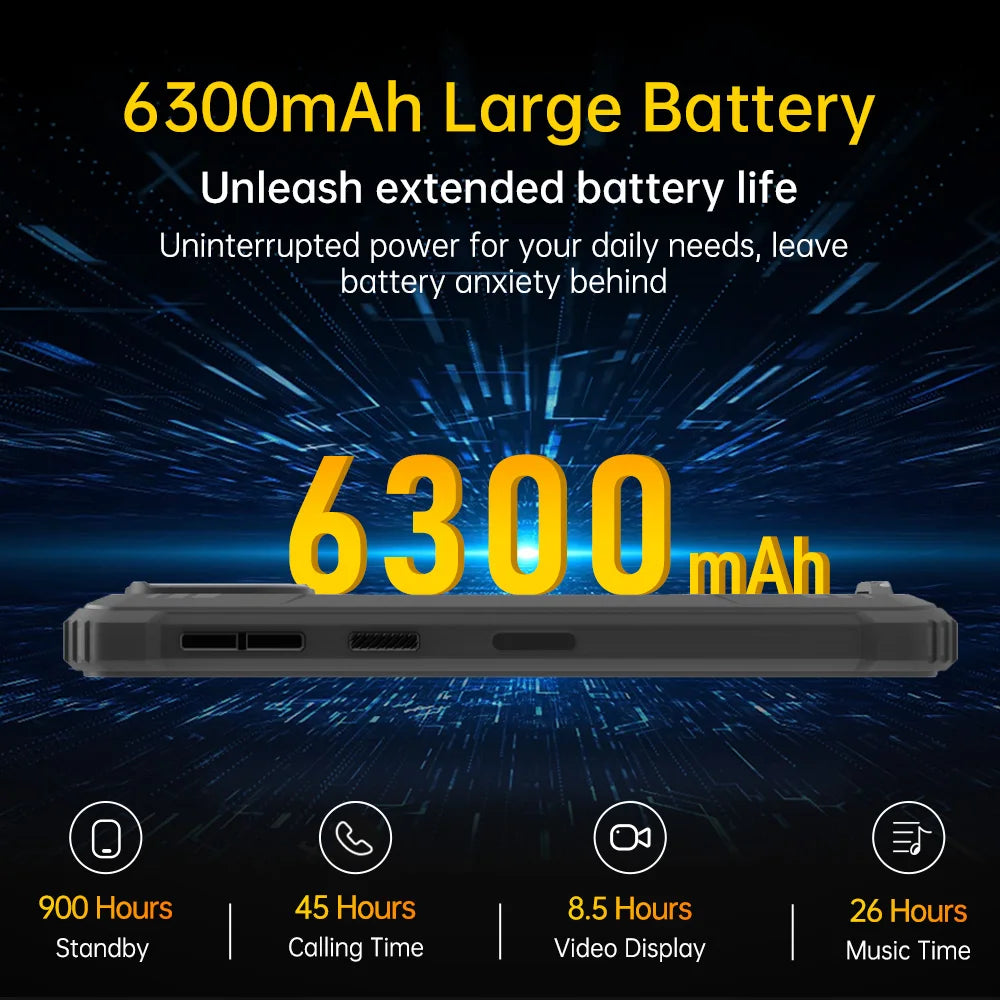 OUKITEL WP32 12GB(4+8) 128GB Mobile Phone IP68, Octa-Core, 6.0" HD+, Unbreakable Smartphone 6300mAh Android 13