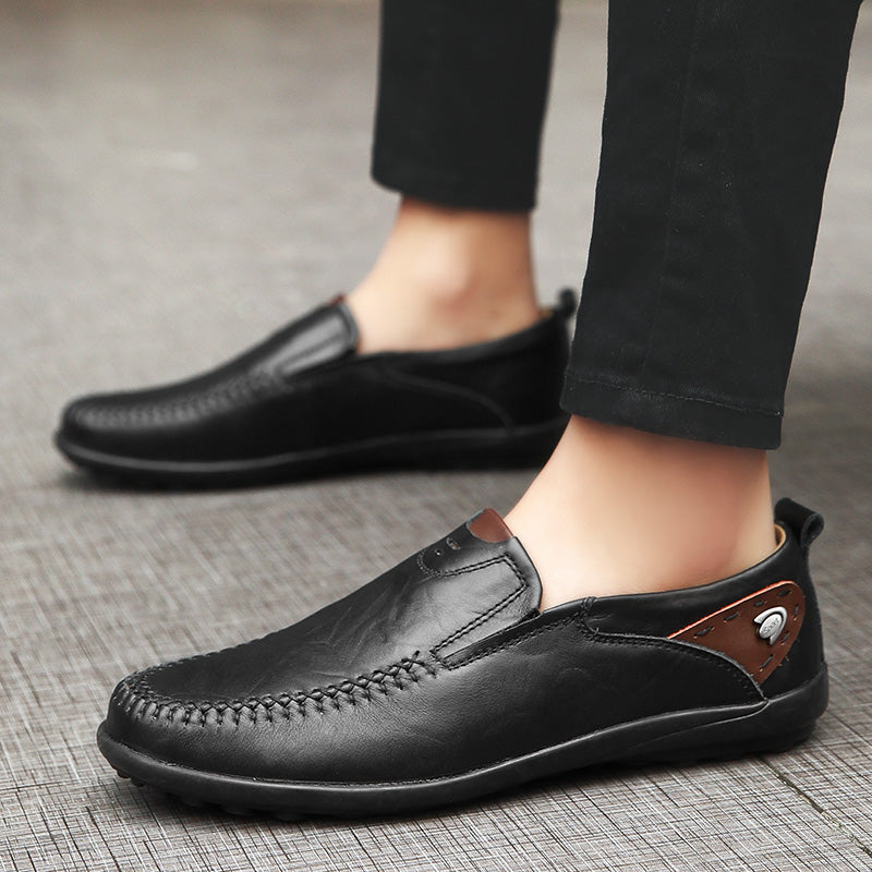 Men Shoes Casual Luxury Brand Genuine Leather Italian Men Loafers Moccasins Slip on Mens Driving Shoes Black Brown Plus Size 47
