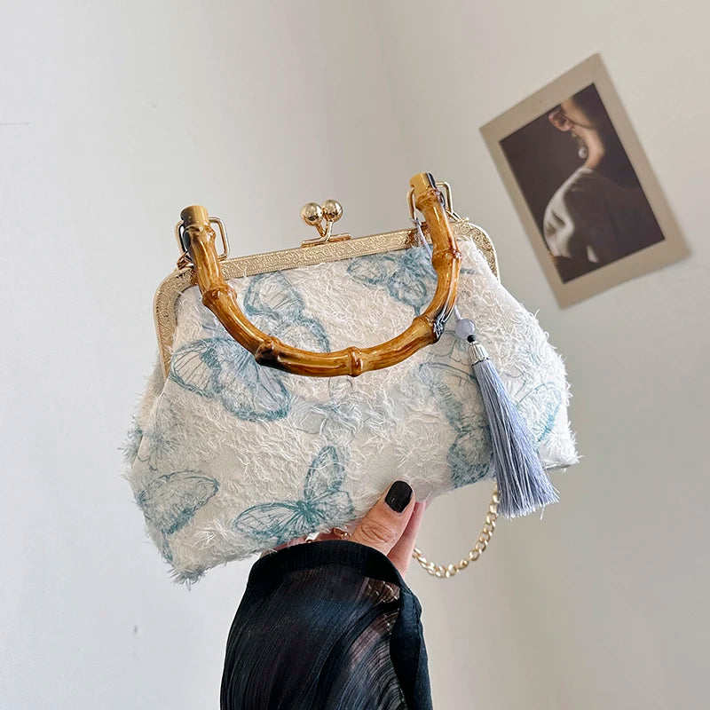 2024 New Chinese Qipao Bag, Women's Fashion Handbag, Elegant Classical Banquet, Party Making, Butterfly Pattern