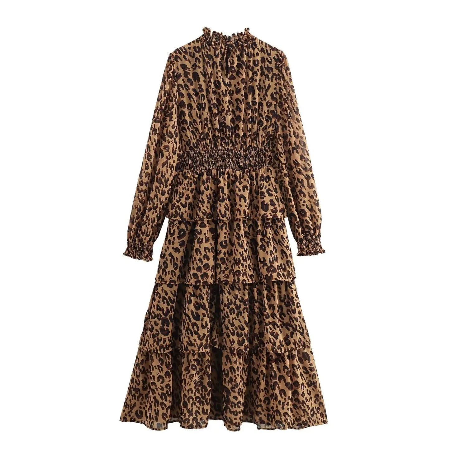European and American style women's clothing new 2024 fashion retro leopard print long slim temperament dress