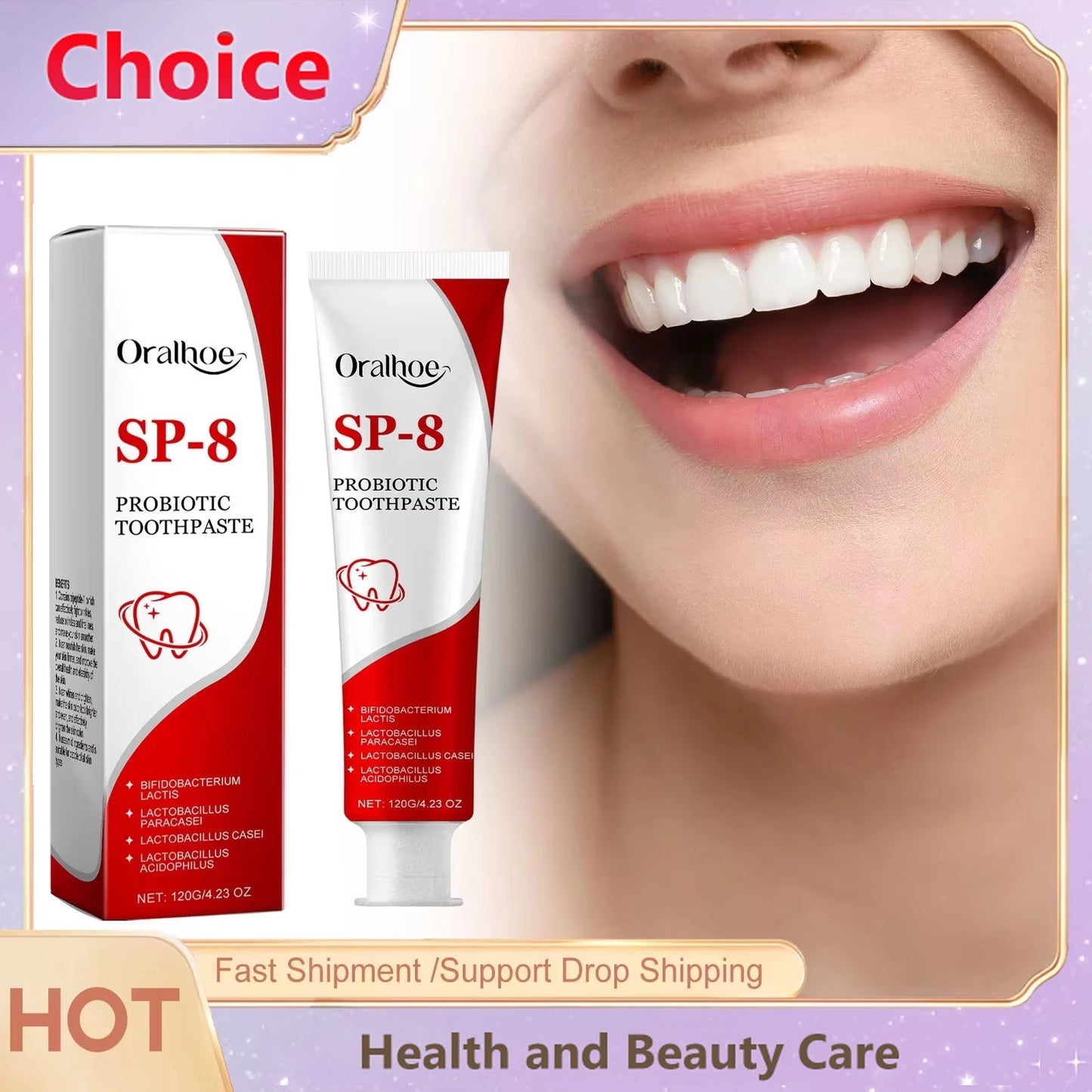 Sp-8 Probiotic Toothpaste Brightening Mint Fresh Breath Deep Cleaning Remove Plaque Stains Oral Hygiene Teeth Whiten Toothpaste
