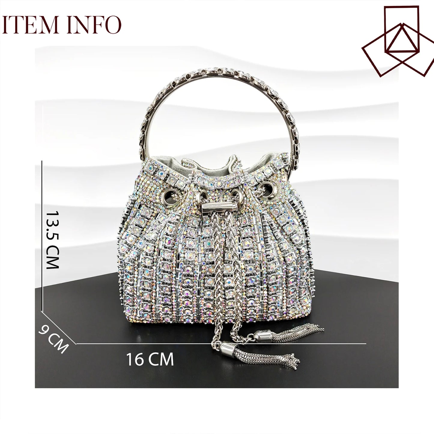 African Fashionable Shiny Handbag Banquet Ladies Bag Full Of Diamonds Semi-Circle Bracelet Bag