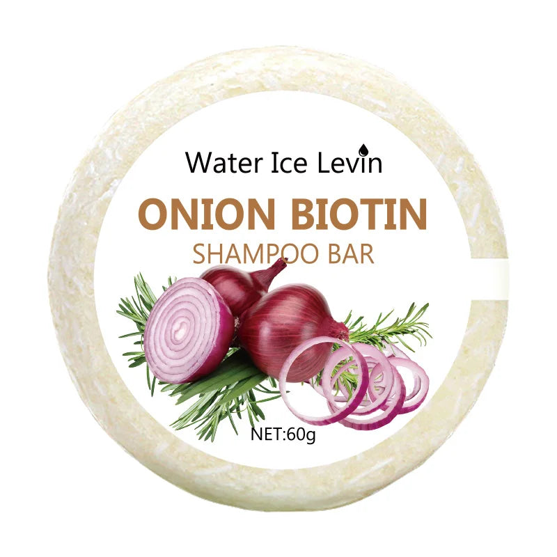 Onion and Biotin Shampoo Soap - 60g, Suitable for All Hair Types, Moisturizing and Smoothing, Rich in Rosemary Extract
