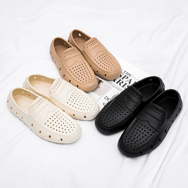 Comforty Men Slippers Summer Men's Slip On Loafers Waterproof Sandals Fashion Men's Beach Flip Flops Soft Sandals With Support