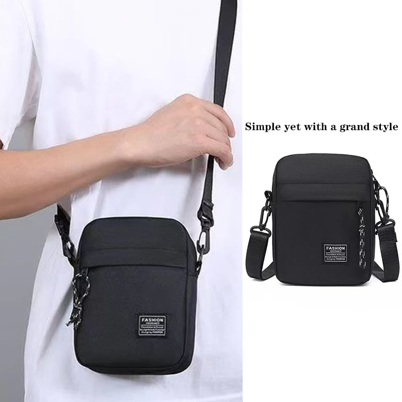 Men's bag, available in single shoulder or cross-body design, suitable for daily use during school. Made of nylon material.