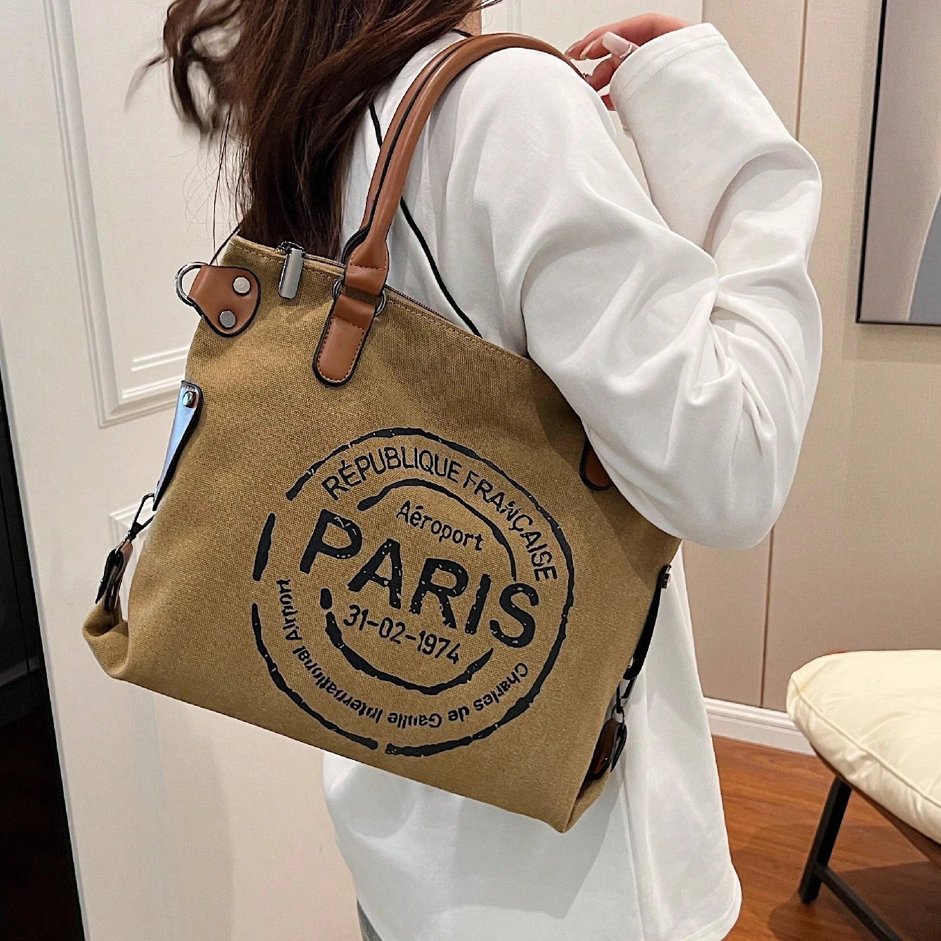 Large Capacity Casual Tote Bag, Stylish Crossbody Bag For Students, Working And Outdoor Commuting, One Shoulder Bag