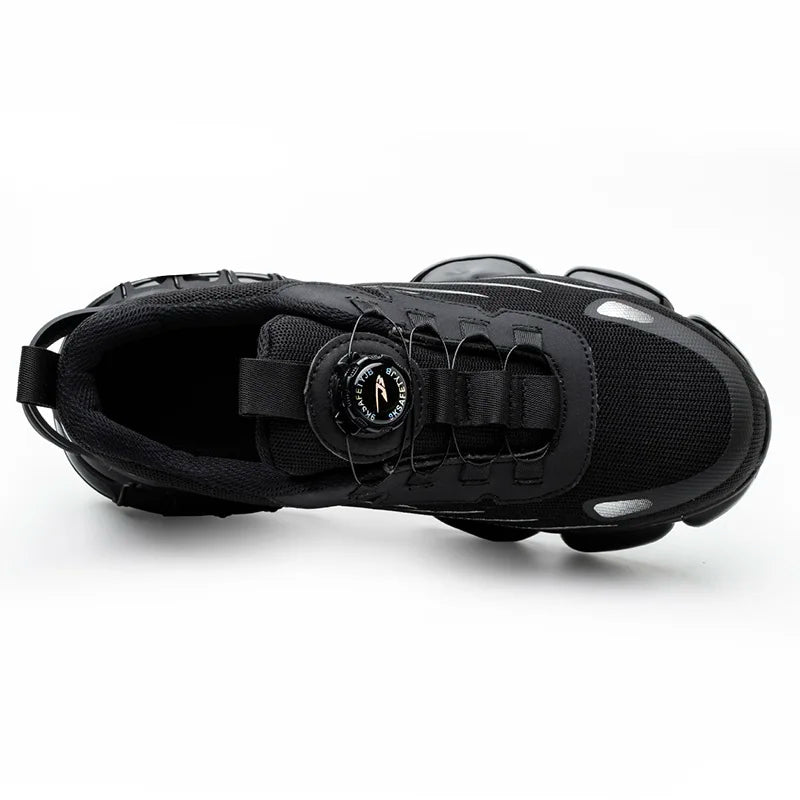 Rotating Button Work Sneaker Air Cushion Steel Toe Safety Boots Anti-Smash Work Shoes Indestructible Protective Safety Shoes Men