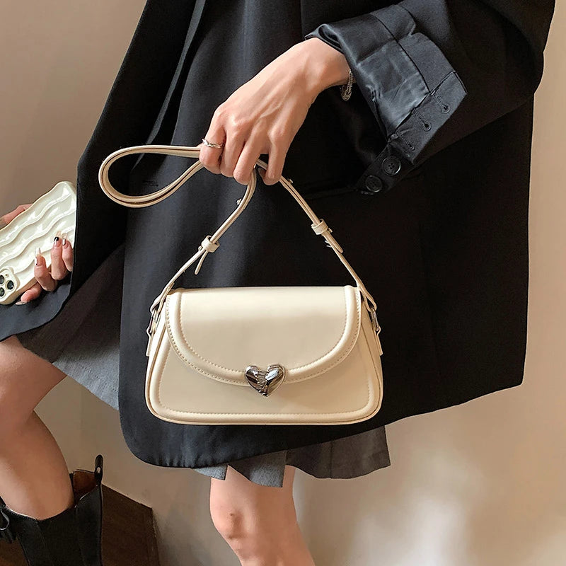 MOODS Loving Heart Buckle Crossbody Bags For Women 2023 Luxury Designer Handbags Silver Color Small Shoulder Underarm Phone Bag