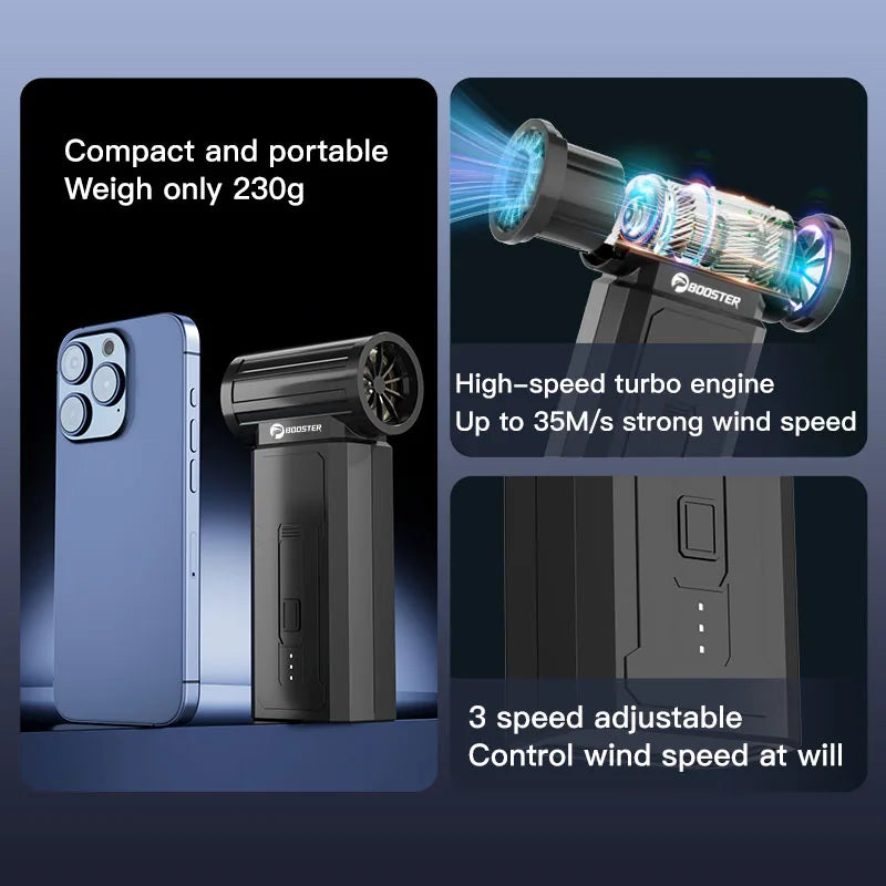 BOOSTER W01 Mini Turbo Jet Fan Turbo Fan Powerful Air Blower 100,000 RPM Powerful Blower with High Speed Duct Fan Turbo Blower