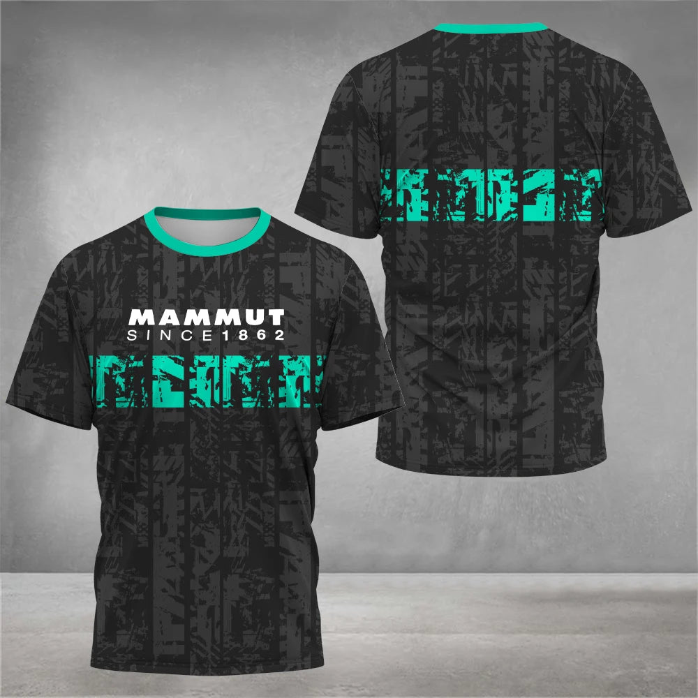 男士健行戶外T卹時尚3D印花設計T卹男用攀岩與越野跑露營漂移服裝