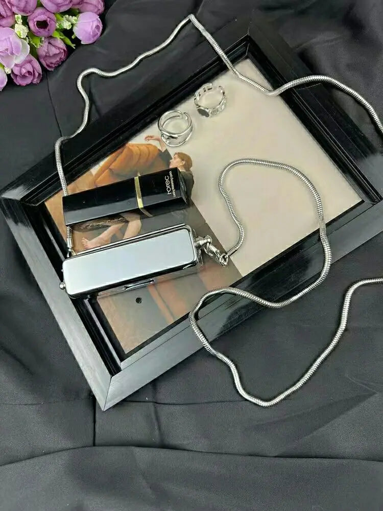 Lipstick Bag MINI Metallic Style Stainless Steel Chains Fashion Hasp Purse Euro-America Style