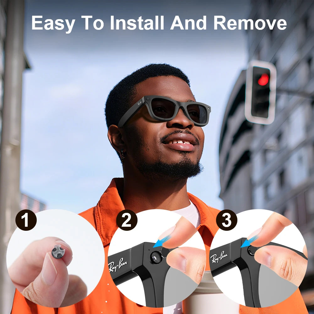 HIBLOKS 適用於雷朋 Meta Wayfarer RW4008/RW4006 Skyler RW4010 RW4009/RW4009F AI 智慧眼鏡錄影遮光貼紙