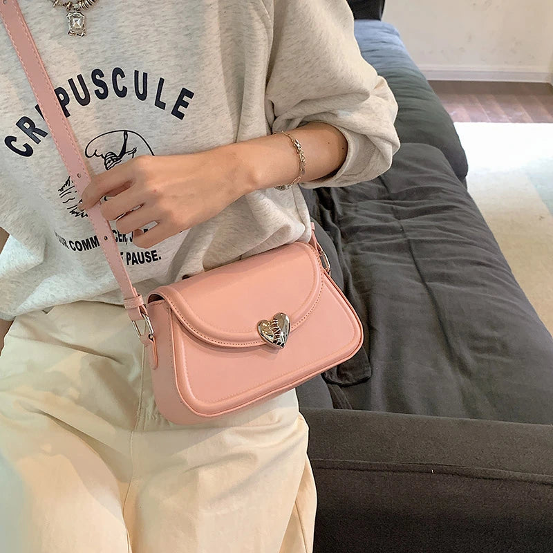 MOODS Loving Heart Buckle Crossbody Bags For Women 2023 Luxury Designer Handbags Silver Color Small Shoulder Underarm Phone Bag