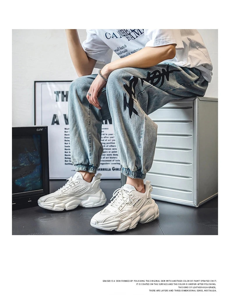 Men's low top Korean fashion sports shoes four season outdoor soft sole comfort casual running shoes student breathable sneakers