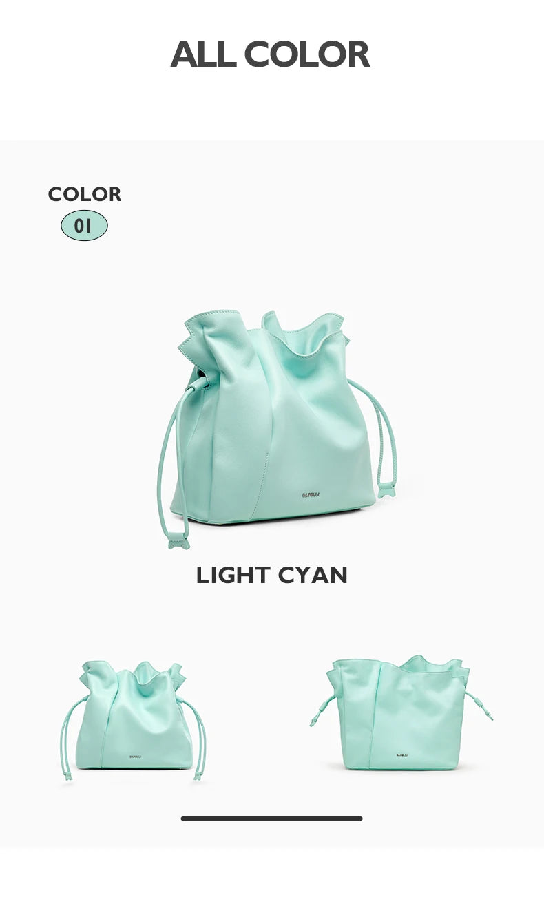 BAFELLI 2025 NEW WOMEN'S BAG LEATHER CASUAL BUCKET HANDBAGS FOR FEMALE TREND FASHION SHOPPER PURSE LUXURY BRAND SHOULDER