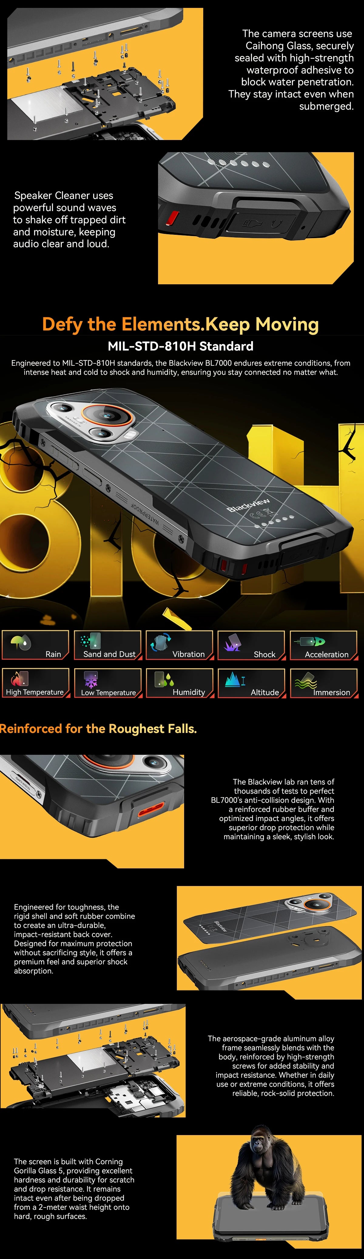 BLACKVIEW BL7000 5G AI Rugged Phone Deepseek GPT Android 15 Smartphone, 6.78" HD+2.4K Display 120Hz, 24(8+16)GB 256GB, 7500Amh