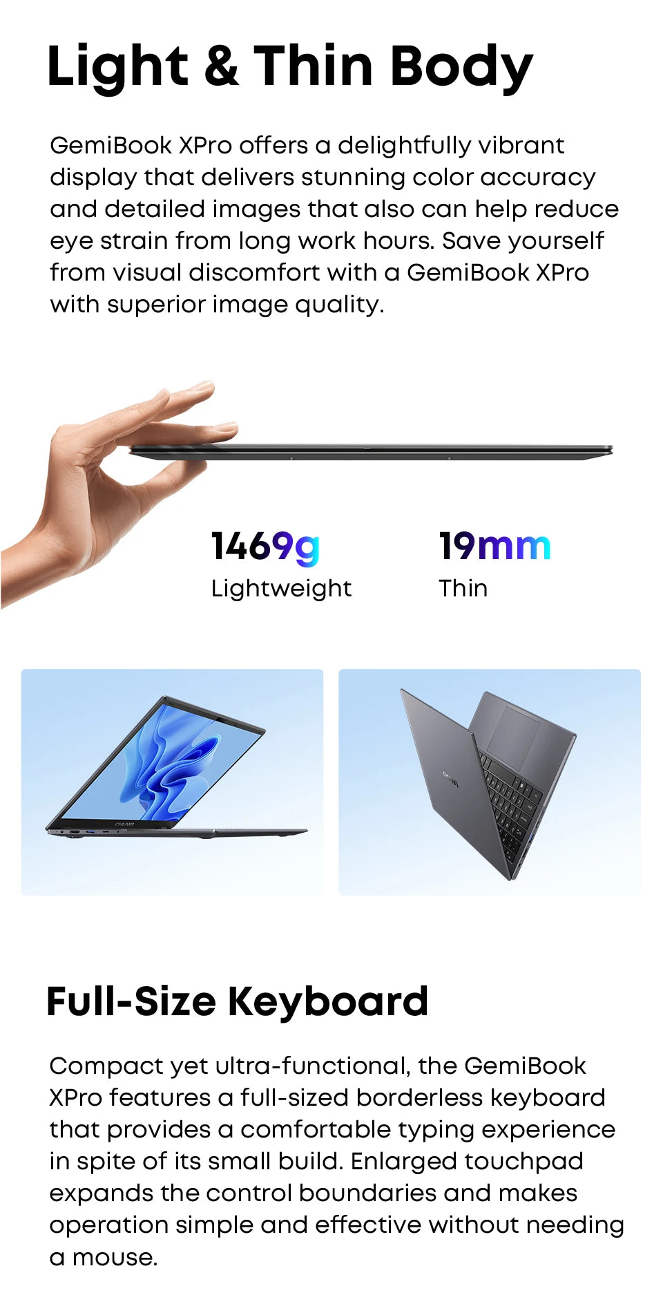 CHUWI GemiBook XPro 14.1 Inch Laptop Intel 12th N100 8GB DDR5 256GB SSD Windows 11 1920*1080 16:9 Screen WiFi 6 BT5.2 38Wh