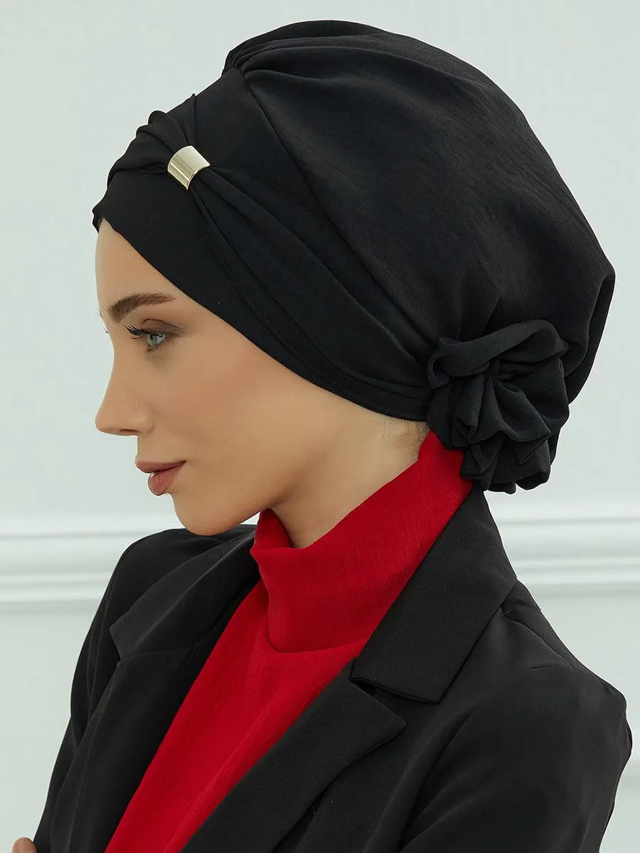 Muslim Solid Instant Turban Hat Hijab Women Caps Islamic Bandana Bonnet Fashion