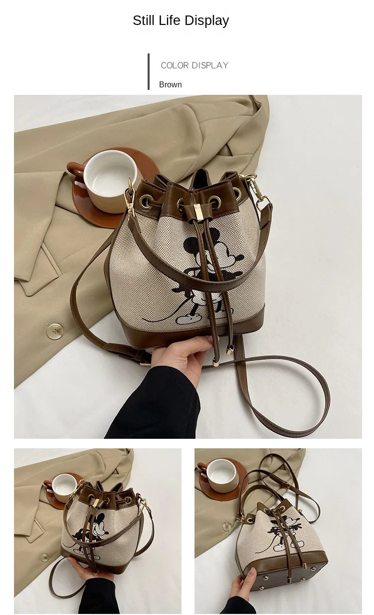 Disney Mickey New Women's Shoulder Bag Cartoon Cute Women's Handbag Fashion Trendy Women's Bag Large Capacity High Quality