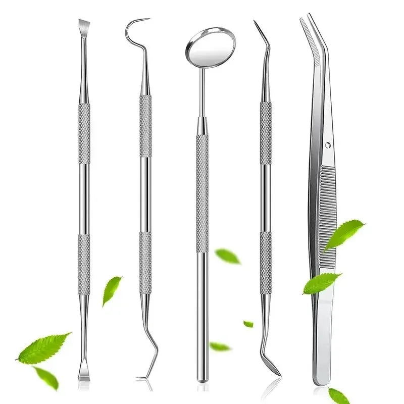 Stainless Steel Dentist Oral Tools Cleaning Flossing Tartar Removal Easy to Clean Not Easy to Break Dental Oral Mirror Care Kit