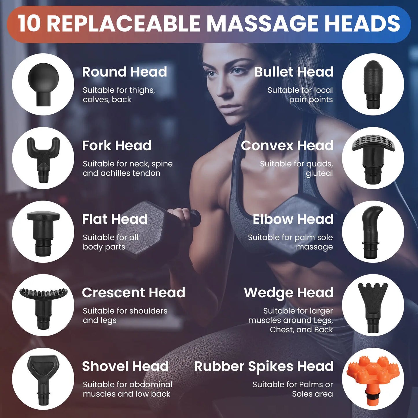 Sejoy Portable Massage Gun 30 Adjustable Speeds Muscle Relief Modes 9 Massage Heads Deep Tissue Muscle Relaxer With High-torque